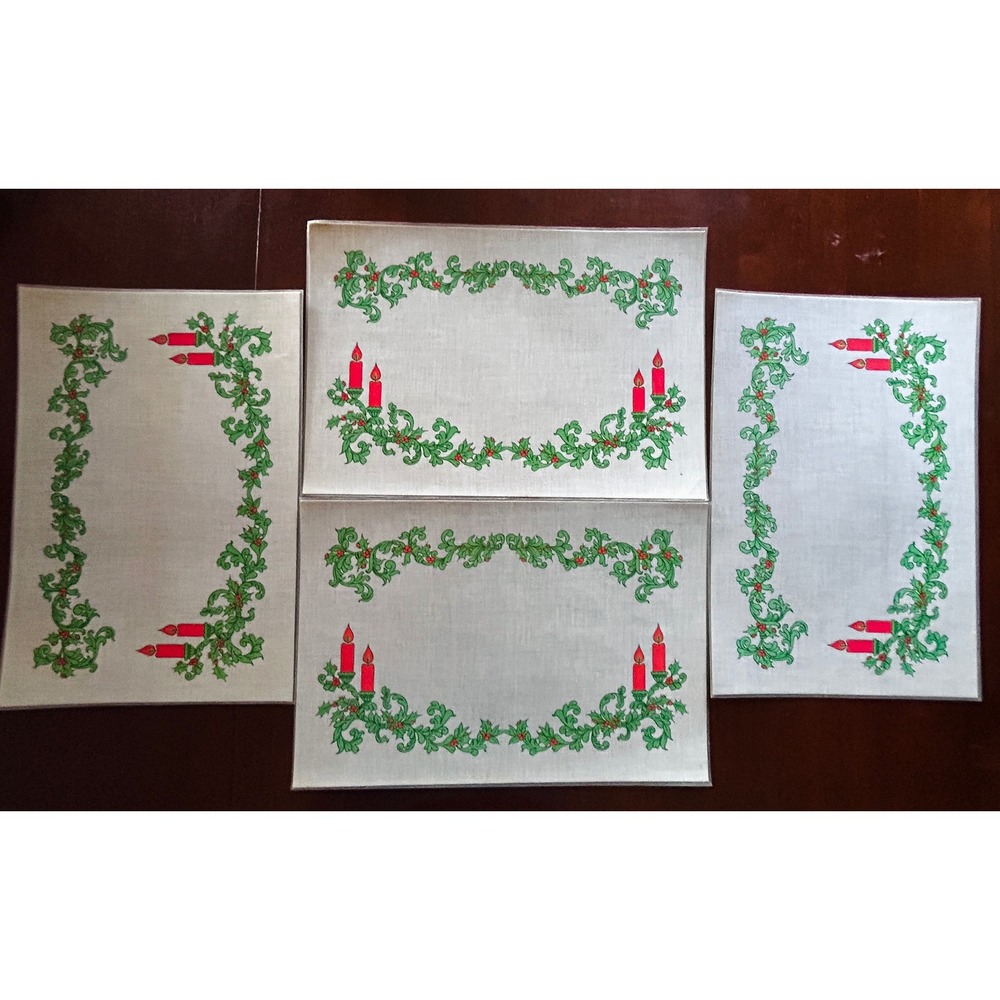 Currier & Ives Placemats Laminated Set of 4 Americana Christmas Farmhouse Rustic - Picture 7 of 9